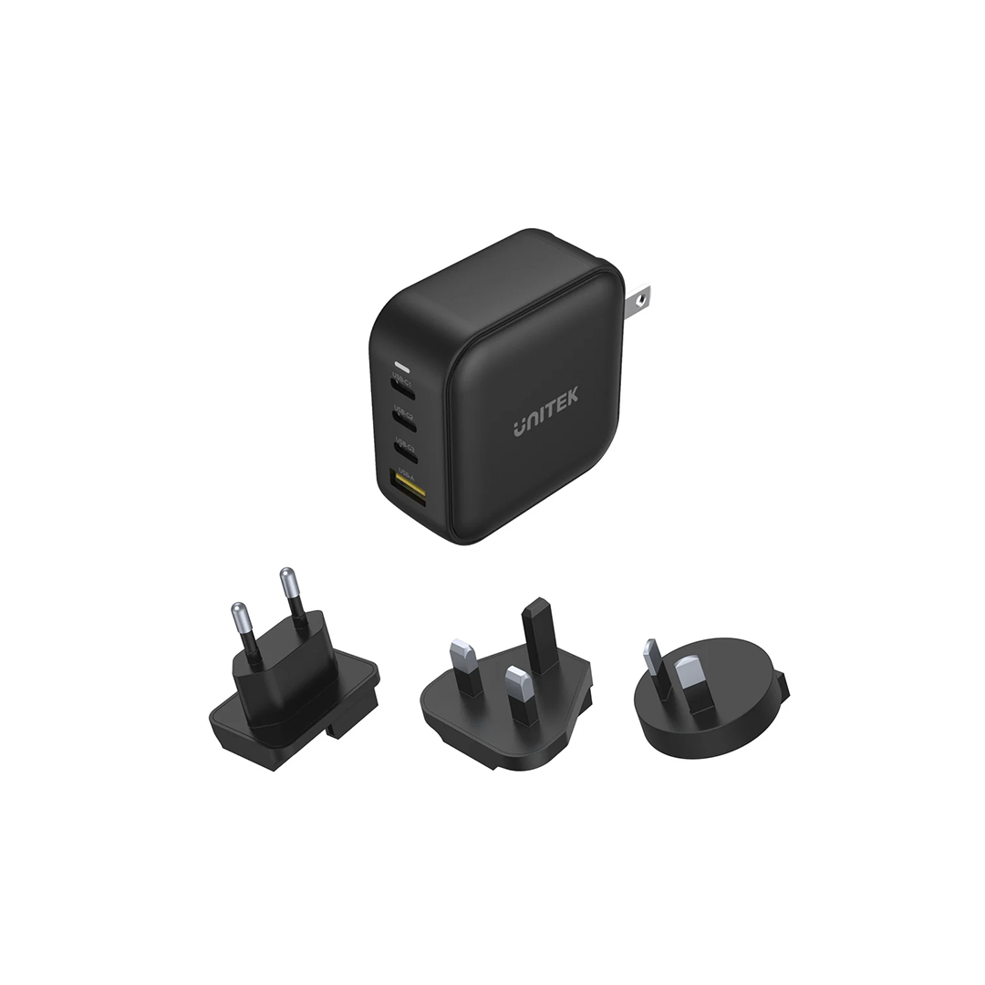 Unitek TRAVEL QUAD GaN 4 Ports 100W Charger with USB PD and QC 3.0 in Black (Travel Charger) in Qatar Unitek TRAVEL QUAD GaN 4 Ports 100W Charger with USB PD and QC 3.0 in Black (Travel Charger) in Qatar